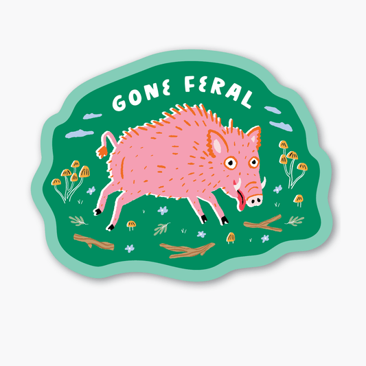 Gone Feral Hog Sticker -Party of One - The Society for Unusual Books