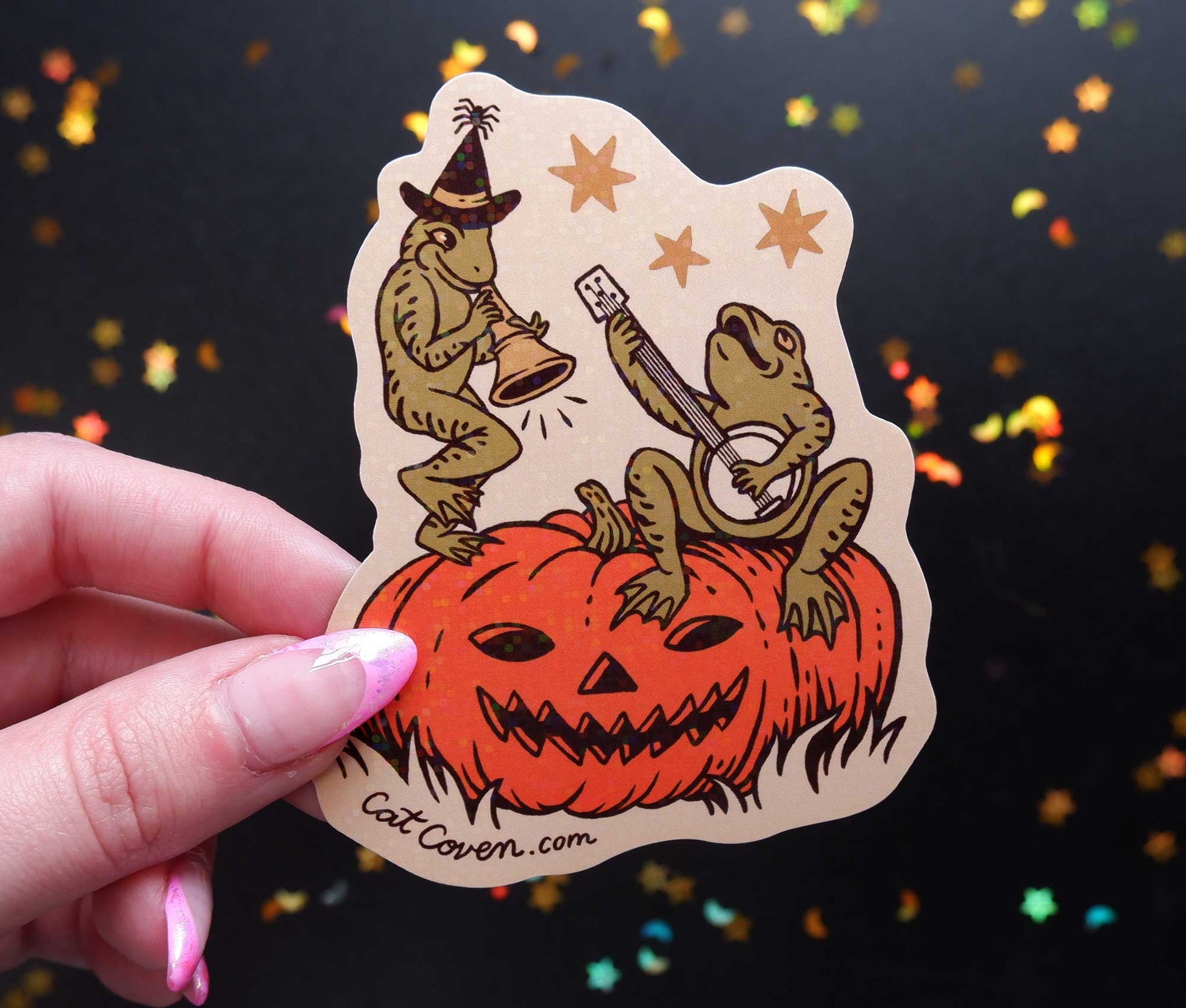Halloween Frogs - Glitter Sticker - Cat Coven - The Society for Unusual Books