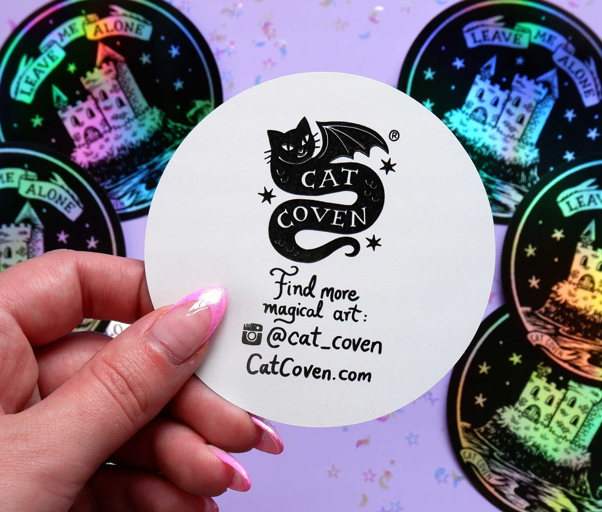Leave Me Alone - Holographic Sticker - Cat Coven - The Society for Unusual Books