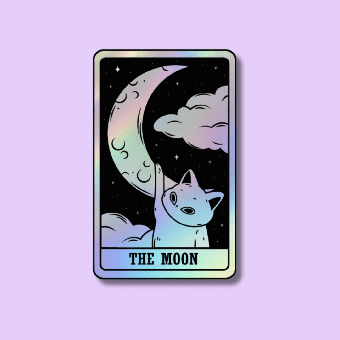 The Moon Cat Tarot Holographic Sticker - Indigo Maiden - The Society for Unusual Books