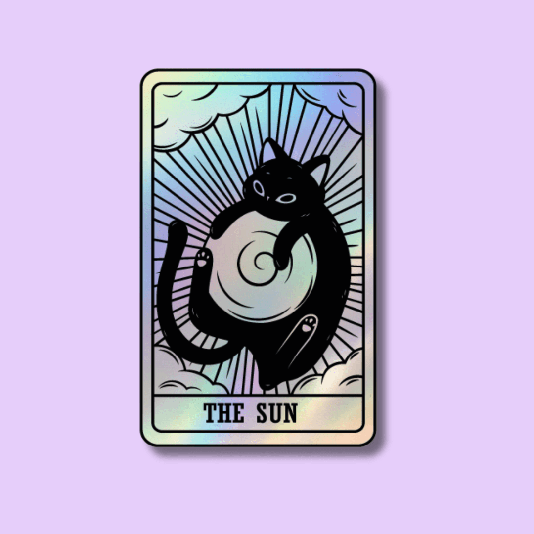 The Sun Cat Tarot Holographic Sticker - Indigo Maiden - The Society for Unusual Books