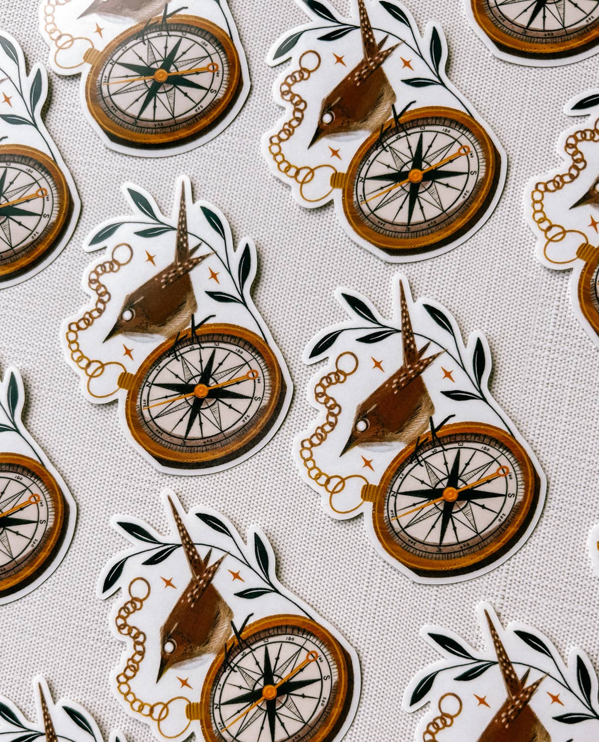 Vinyl Sticker: Antique Compass - 3" Clear - Lantern Print Co. - The Society for Unusual Books