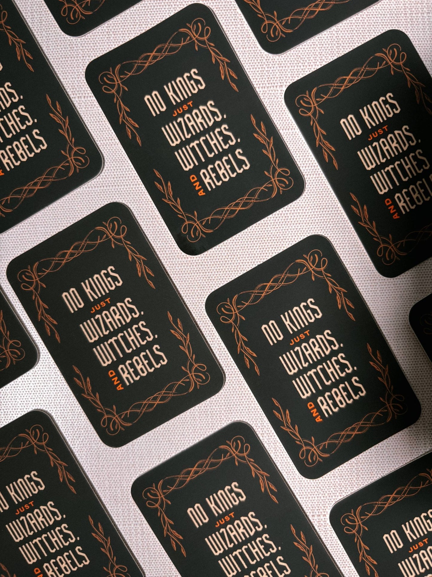 Vinyl Sticker: No Kings Just Wizards and Witches - 3" Matte - Lantern Print Co. - The Society for Unusual Books