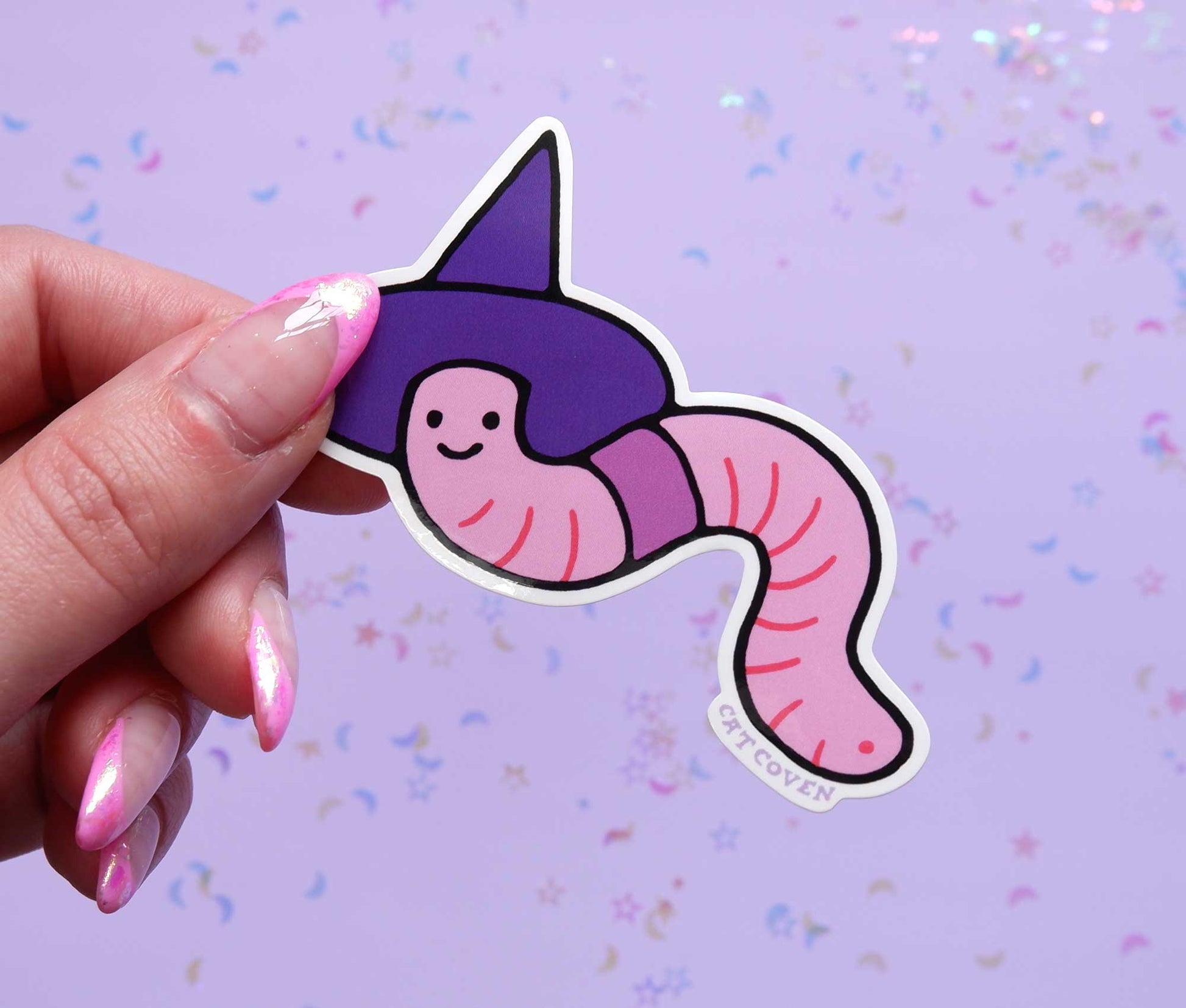 Witchy Worm - Vinyl Sticker - Cat Coven - The Society for Unusual Books