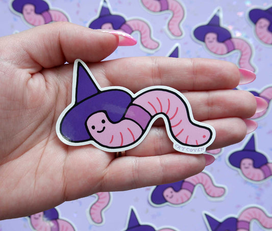 Witchy Worm - Vinyl Sticker - Cat Coven - The Society for Unusual Books