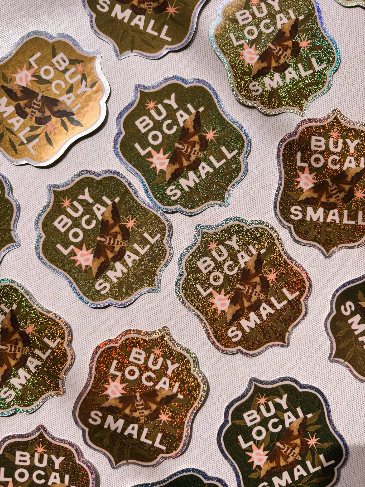 Buy Local 3" glitter Sticker - Lantern Print Co. - The Society for Unusual Books