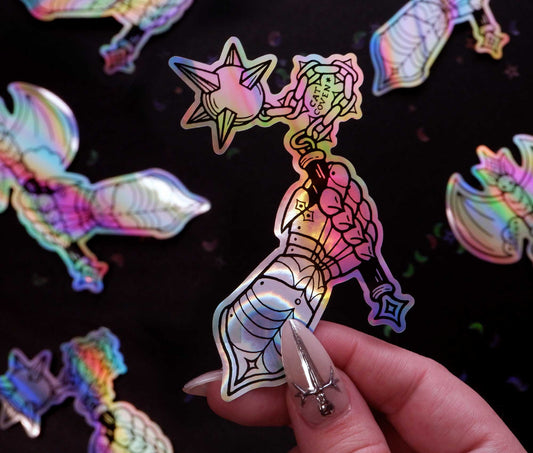 Flail & Gauntlet - Holographic Sticker - Cat Coven - The Society for Unusual Books