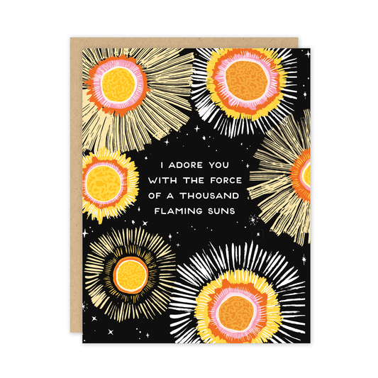 Flaming Suns Card -Party of One - The Society for Unusual Books