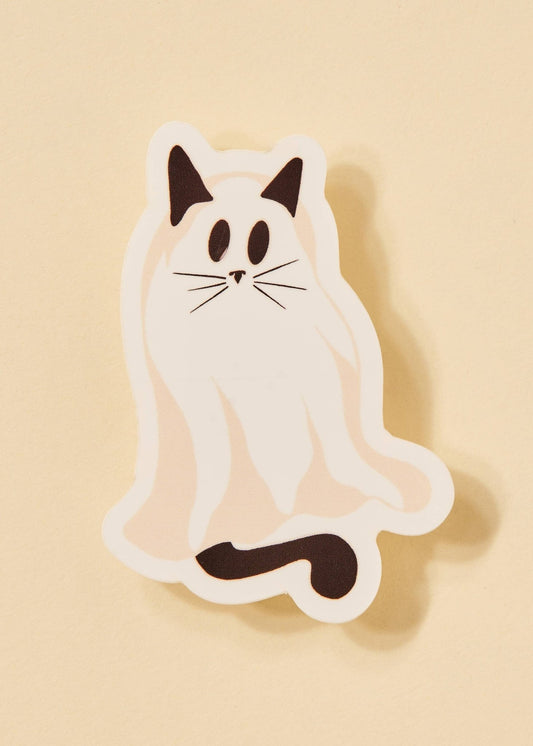 Ghost Cat Spooky Halloween Sticker - One & Only Paper - The Society for Unusual Books