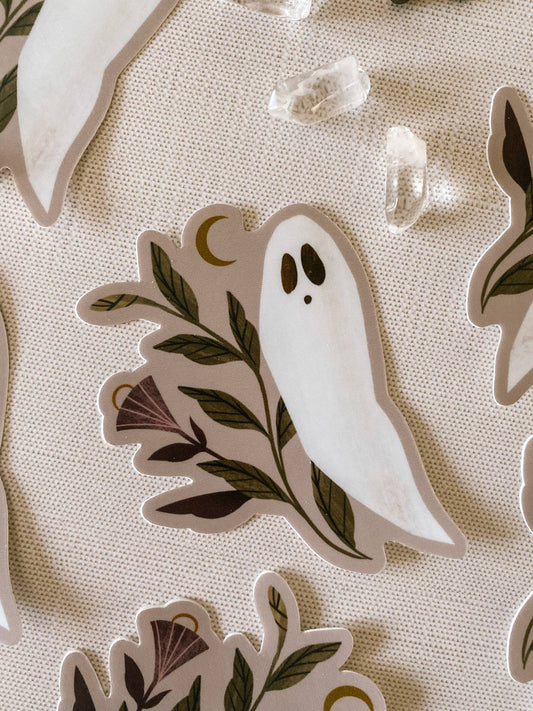 Ghost Moonflower 3" Matte Sticker -Lantern Print Co. - The Society for Unusual Books