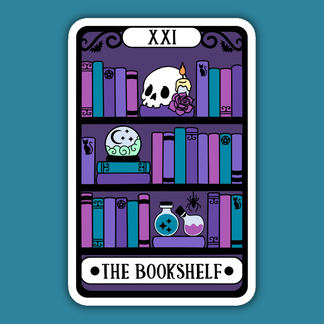 The Bookshelf Alternative Tarot Card Reader Sticker -Indigo Maiden - The Society for Unusual Books