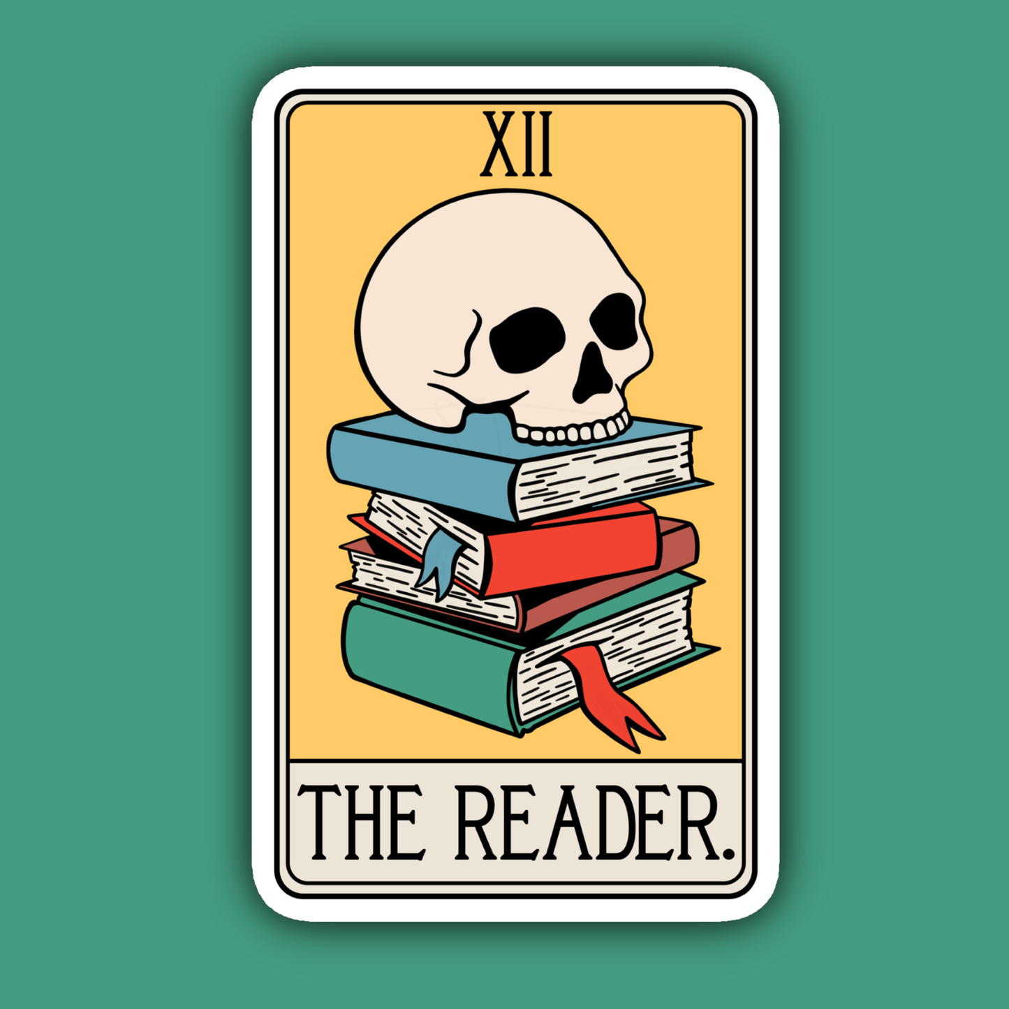 The Reader Tarot Card Skull Books Sticker -Indigo Maiden - The Society for Unusual Books