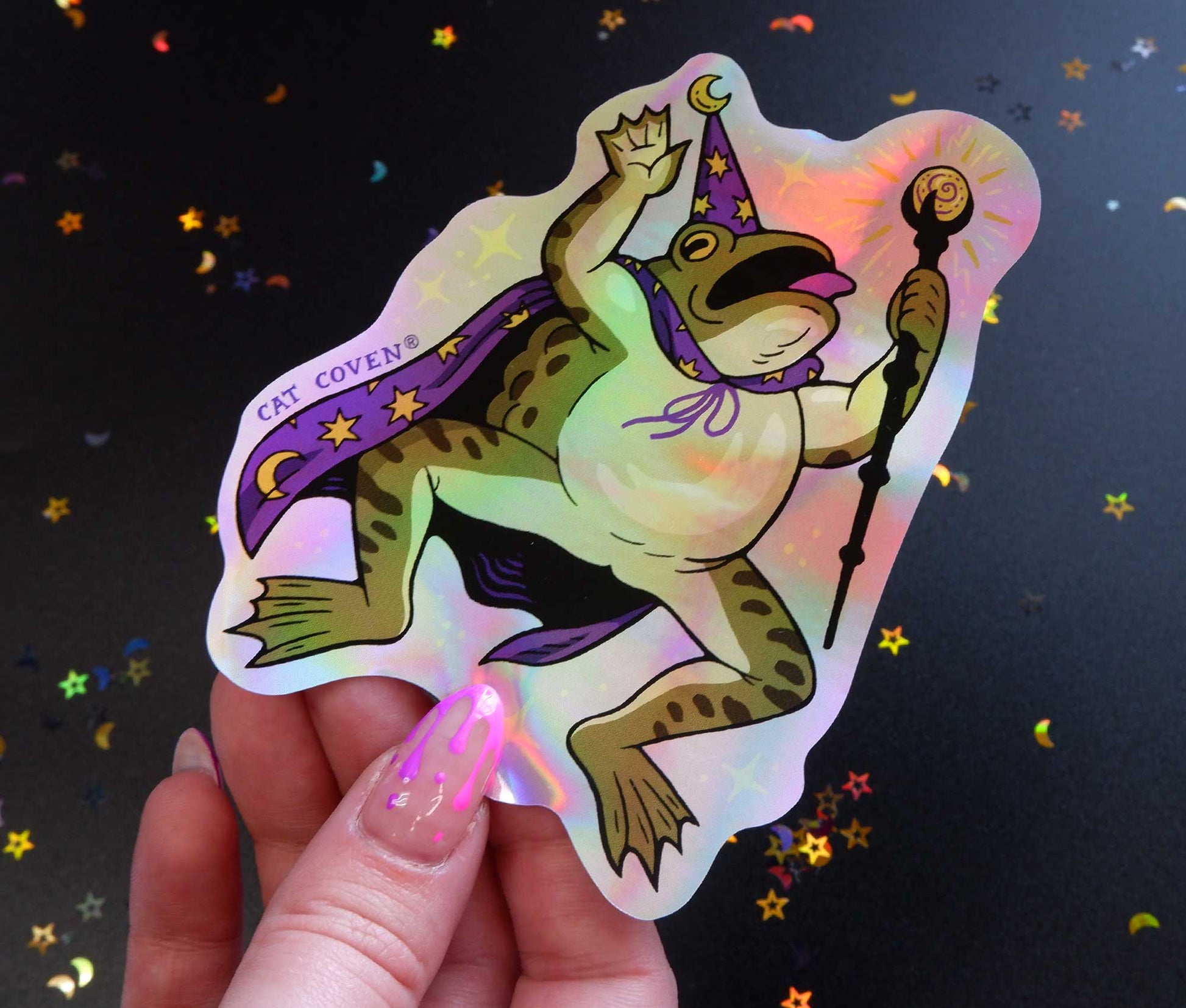 Toad Wizard - Holographic Sticker - Cat Coven - The Society for Unusual Books