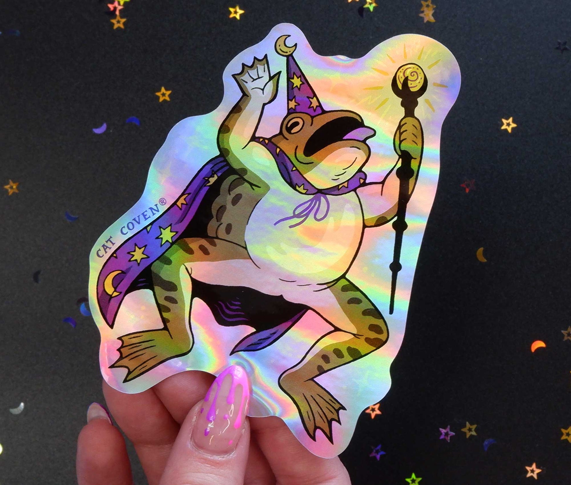Toad Wizard - Holographic Sticker - Cat Coven - The Society for Unusual Books