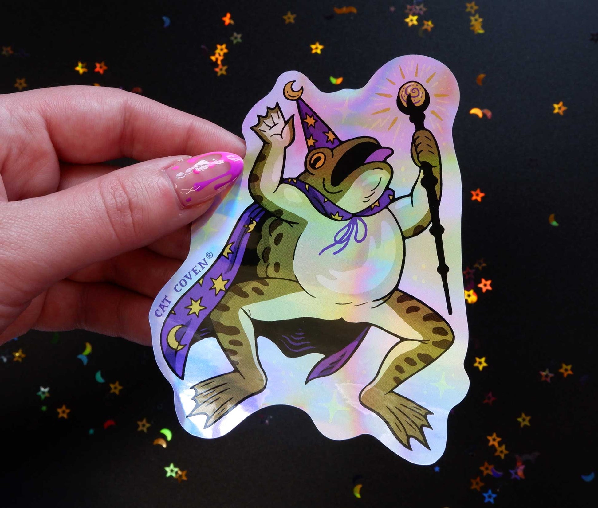 Toad Wizard - Holographic Sticker - Cat Coven - The Society for Unusual Books